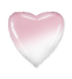 Balon z helem biało-różowe serce