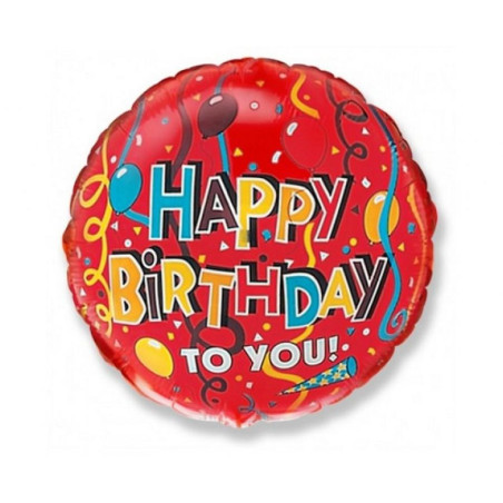 Balon z helem Happy Birthday czerwony