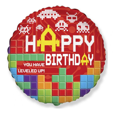 Balon z helem Happy Birthday  BRICKS
