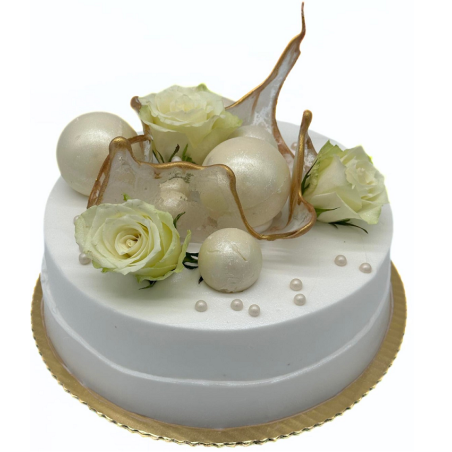 Tort Złota Perła Elegancji – Tort Komunijny / Okolicznościowy z Różami | Cukiernia Łódź