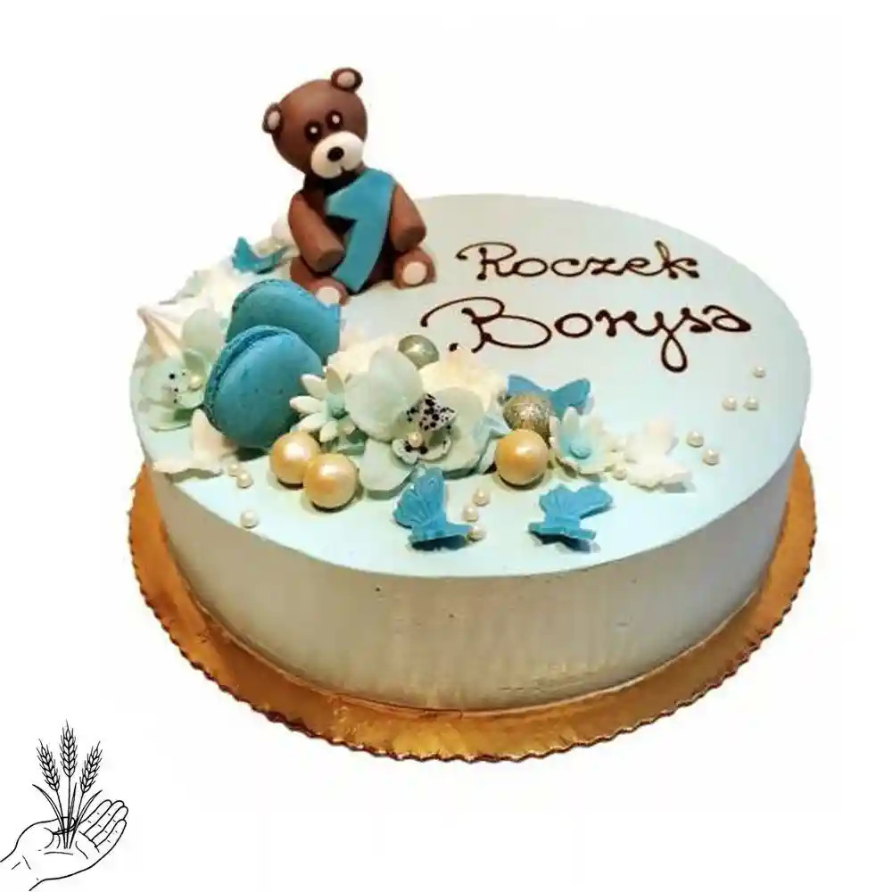 Tort na roczek Miś z Motylkami – tort urodzinowy dla chłopca | Łódź