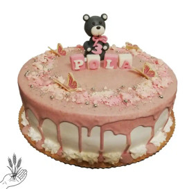 Tort na roczek Miś z Motylkami w czekoladzie– tort urodzinowy dla dziewczynki | Łódź