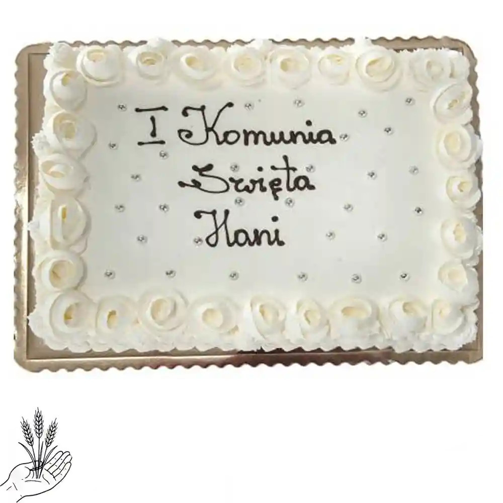 Tort K na Komunię świętą z bitej  śmietany