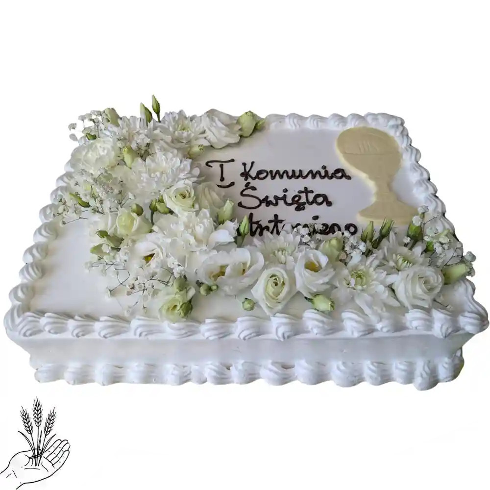 Tort Komunia w Białych Kwiatach
