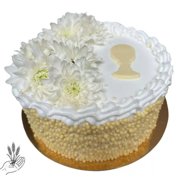 Tort Złota Komunia i Margaretki