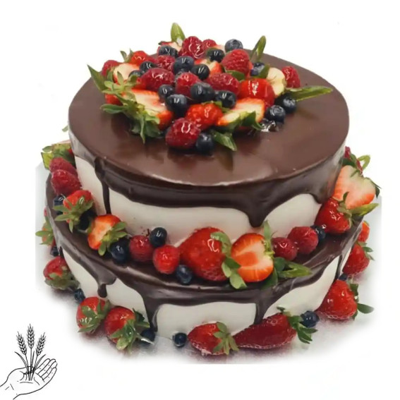 Tort Drip Cake z owocami - piętrowy